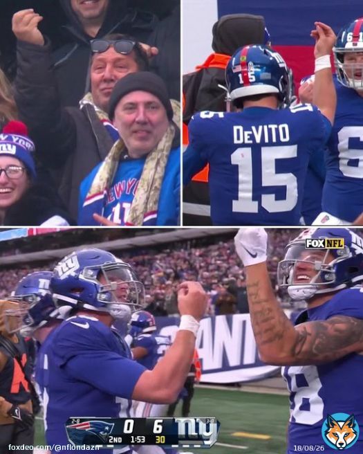 When Tommy DeVito hits the WR in the eye for the score  Like a big pizza pie, that's amore!