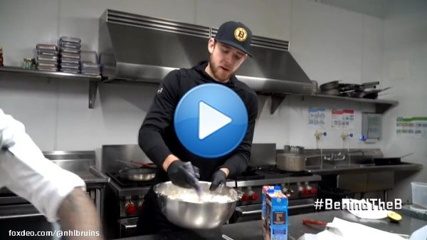 Cooking up some crepes.  Apparently, the birthday boy knows his way around the kitchen.  #BehindTheB | @ajgreer_10