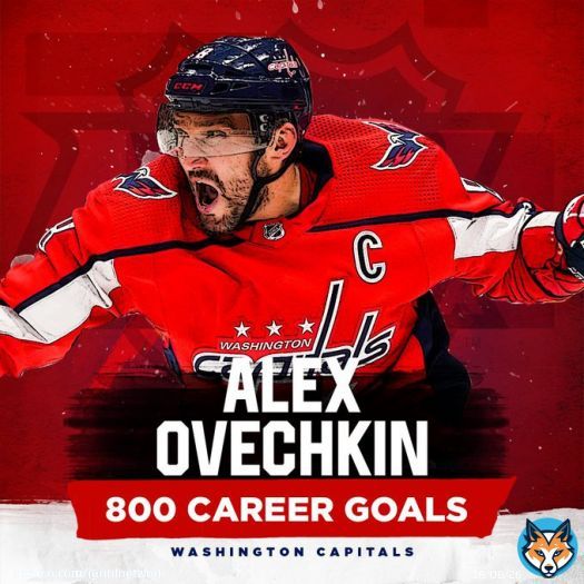 A HATTY FOR !!!  Alex Ovechkin joins Gordie Howe and Wayne Gretzky as the only players to reach 800 NHL goals!  @Capitals | #ALLCAPS