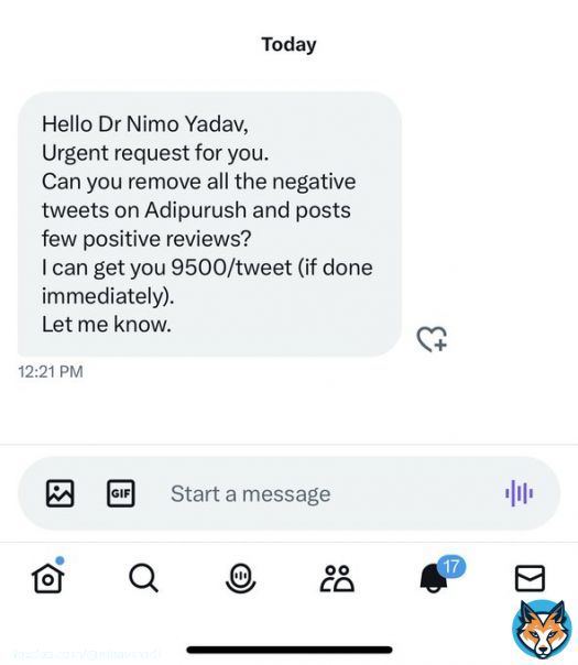 So Adipurush team is paying me ₹9500/tweet to post positive reviews about the movie.  But I am not Bikau like RW, I carry my dharma on my sleeves and I will never compromise for it.