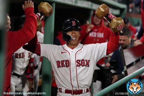 レッドソックス吉田正尚「グリモン越え」メジャー１号！１回いきなり２ラン&ldquo;ダンベル&rdquo;手に喜ぶ  #mlbjp #MLB #レッドソックス #吉田正尚