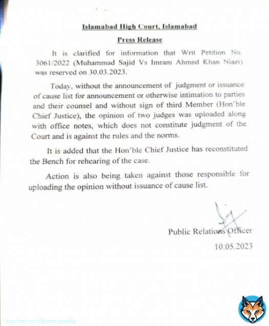 After CJ dissented with the majority verdict in favour off Imran Khan in Tyrian White case, he has dissolved the bench and will constitute a new one declaring the earlier verdict invalid.  This is martial law on steroids in here.