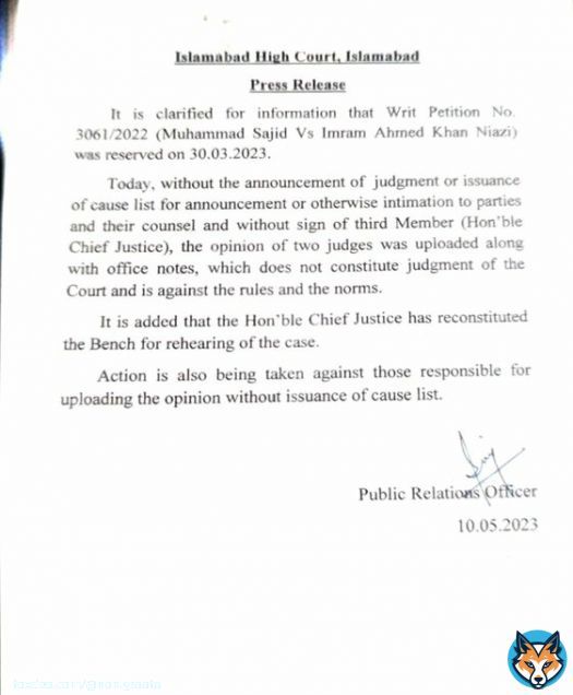 After CJ dissented with the majority verdict in favour off Imran Khan in Tyrian White case, he has dissolved the bench and will constitute a new one declaring the earlier verdict invalid.  This is martial law on steroids in here.