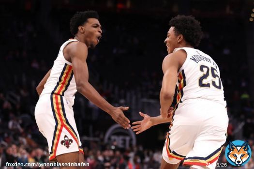 Herb Jones and Trey Murphy III tonight:   65 PTS 9 REB 7 AST 3 STL 3 BLK 20-39 FG 12-21 3P 13-15 FT  Pelicans got a really good wing duo brewing