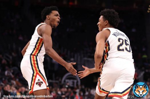 Herb Jones and Trey Murphy III tonight: 65 PTS 9 REB 7 AST 3 STL 3 BLK 20-39 FG 12-21 3P 13-15 FT Pelicans got a really good wing duo brewing