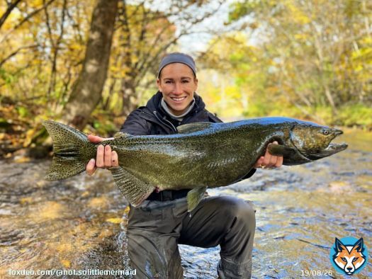 Caught a river monster this weekend! \ud83c\udfa3 Nothing is better than fishing, campfires, and good friends \ud83c\udfd5 .#rivermonsters #salmonfishing #salmon #fishing #fishinglife #girlswhofish #fish #flyfishing #salmonriverny #river #hunting #fa#fall #salmonfly #salmon