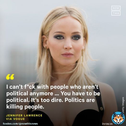 In a new interview with Vogue, Jennifer Lawrence said she has no time for politically unengaged people and is still working on her relationship with her Republican-voting family in Kentucky  Read more: