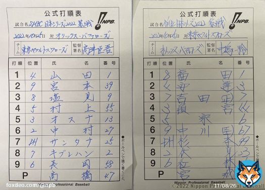#SMBC日本シリーズ2022 第3戦 （京セラドーム大阪 18:30） スターティングメンバー発表！  #NPB #日本シリーズ