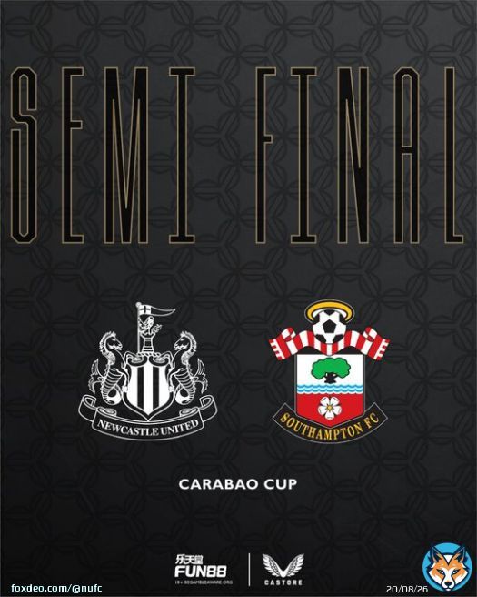 #NUFC will face Southampton in the semi final of the Carabao Cup.  We will be away from home in the first leg.