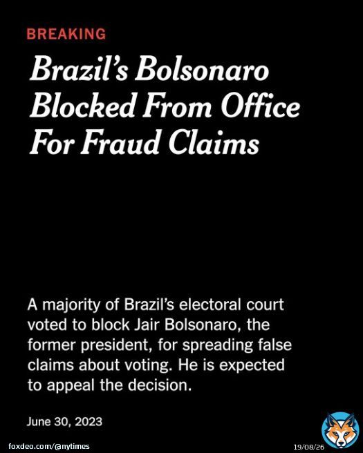 Breaking News: Former President Jair Bolsonaro was blocked from public office in Brazil until 2030 after a vote by the country's electoral court, removing a top presidential contender and dealing a blow to the country&rsquo;s far-right movement.