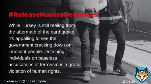 While Turkey is still reeling from the aftermath of the earthquake, it's appalling to see the government cracking down on innocent people. Detaining individuals on baseless accusations of terrorism is a gross violation of human rights.  #TurkeyEarthqquake İnsaniYardıma Operasyon