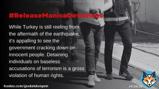 While Turkey is still reeling from the aftermath of the earthquake, it's appalling to see the government cracking down on innocent people. Detaining individuals on baseless accusations of terrorism is a gross violation of human rights.  #TurkeyEarthqquake İnsaniYardıma Operasyon