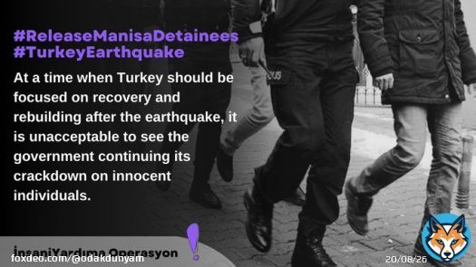 At a time when Turkey should be focused on recovery and rebuilding after the earthquake, it is unacceptable to see the government continuing its crackdown on innocent individuals.  @hrw  #ReleaseManisaDetainees #TurkeyEarthquake İnsaniYardıma Operasy