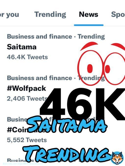 Saitama is trending hard on Twitter once again!!! 46k #Saitama  #SaitaRealty  @WeAreSaitama #SaitaSwap #SaitaPro #SaitaCard #RealEstate #DeFi #SaitaCity #NFT #Wolfpack
