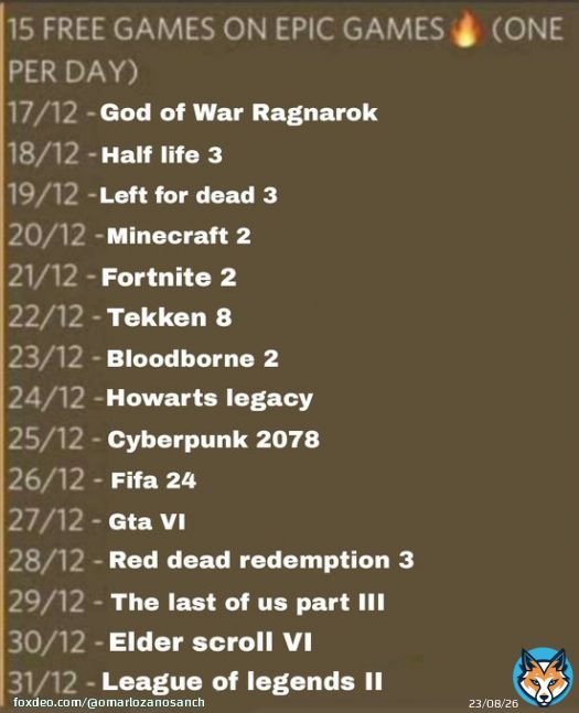 Filtrada la lista de juegos que regalar&aacute; Epic Games en Navidad. Preparaos porque se vienen buenas entregas