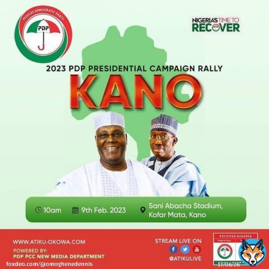 #TheUnifiers, Atiku Abubakar & Ifeanyi Okowa with their #RecoverNigeria Team, land in the &ldquo;Centre of Commerce&rdquo; for the PDP Presidential Campaign Rally. Live @ Sani Abacha Stadium, Kano.  AtikuOkowa Is Coming ... PDP Is Coming ... The Unifiers Are Coming  #Okowalition