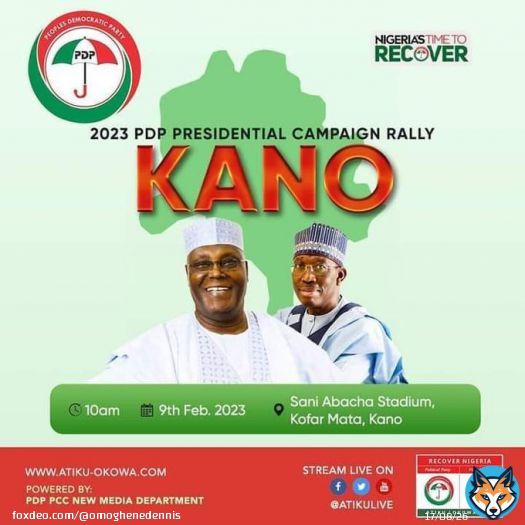 #TheUnifiers, Atiku Abubakar & Ifeanyi Okowa with their #RecoverNigeria Team, land in the &ldquo;Centre of Commerce&rdquo; for the PDP Presidential Campaign Rally. Live @ Sani Abacha Stadium, Kano.  AtikuOkowa Is Coming ... PDP Is Coming ... The Unifiers Are Coming  #Okowalition