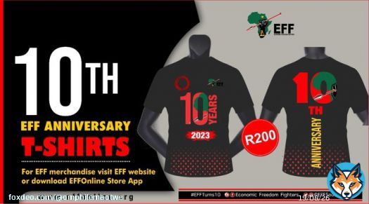 Purchasing made easy!!! Remember to Download EFF Online Store App on your phone and place an order for this beautiful #EFF10thAnniversary T-shirts to be delivered at your doorstep. #EFFTurns10