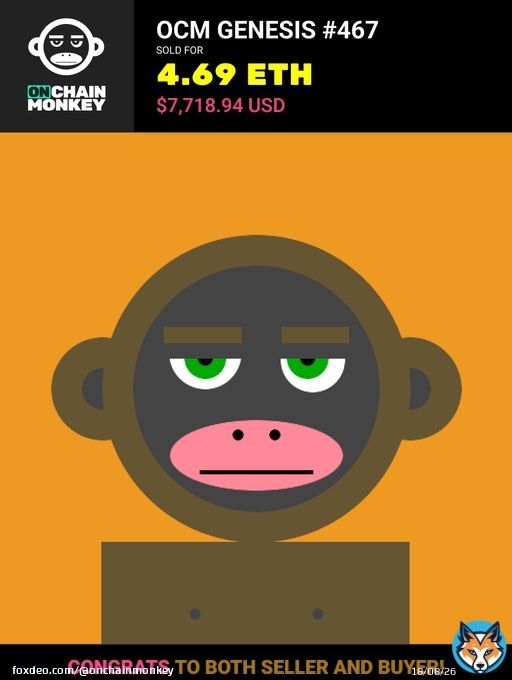 Rare #Bitcoin Background Sale   Congratulations to our long-time OCM member @axlrodux on an incredible acquisition of this iconic Naked Fur Genesis!  Naked Monkeys are flying this week and we think we know why.  A rare @OnChainMonkey Genesis on ETH =a rare Genesis on BTC