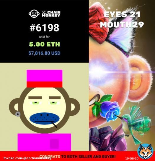 Rare #Bitcoin Eyes 21 Sale   Congratulations to @huntghunt on an incredible acquisition of this rare eyes and mouth OCM   Rare monkeys are flying since Genesis became the first 10K NFT Collection on #BTC   A rare @OnChainMonkey Genesis on ETH = a rare Genesis on BTC