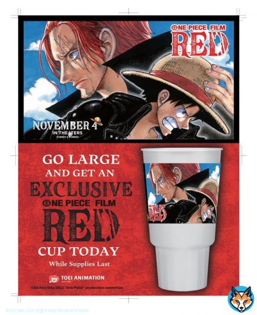 Stay hydrated while showing off your pirate spirit!   Get a #OnePiece #FilmRed cup with any large combo at @Hardees & @CarlsJr