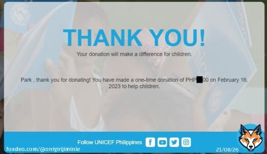 Thanks to our angel Park Jimin, I gained confidence in donating to UNICEF for those affected by the devastating earthquakes. (I tried ahbap but it wasn't accepting my cc hence the delay in my donation.)  CHARITY ANGEL JIMIN #ParkJimin