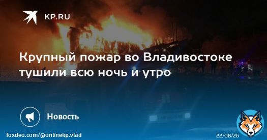 Крупный пожар во Владивостоке тушили всю ночь и утро  Складские помещения загорелись в 20:30 17 декабря, огонь устранили в 10 утра