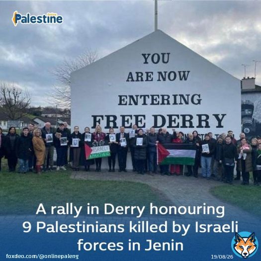 Pro-Palestine supporters in Ireland held a vigil last week at Free Derry Wall to mark the massacre of nine Palestinians in Jenin Refugee Camp on Jan. 26 during an early morning raid by the Israeli military