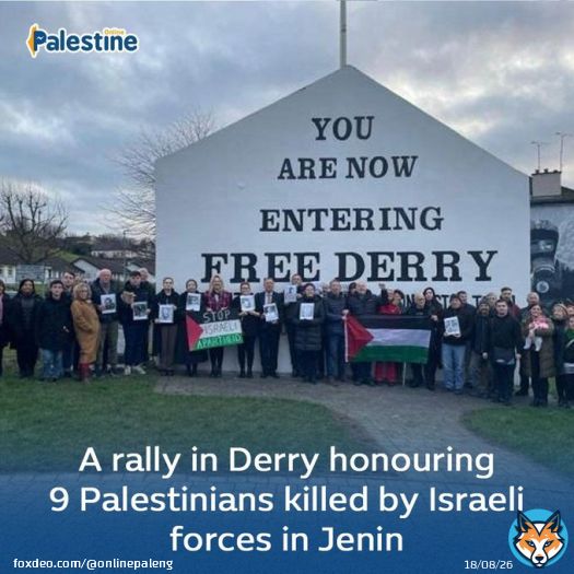 Pro-Palestine supporters in Ireland held a vigil last week at Free Derry Wall to mark the massacre of nine Palestinians in Jenin Refugee Camp on Jan. 26 during an early morning raid by the Israeli military