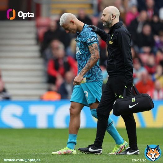 8 - With Richarlison and Armel Bella-Kotchap both substituted inside eight minutes in Southampton vs Tottenham, this is now the earliest that both teams have made a substitution in a Premier League match. Band-aid.