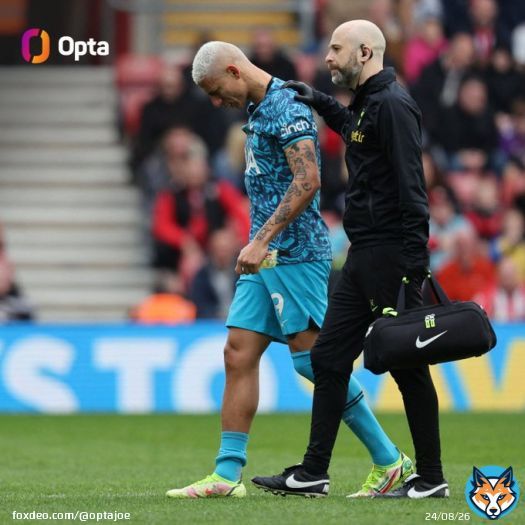8 - With Richarlison and Armel Bella-Kotchap both substituted inside eight minutes in Southampton vs Tottenham, this is now the earliest that both teams have made a substitution in a Premier League match. Band-aid.