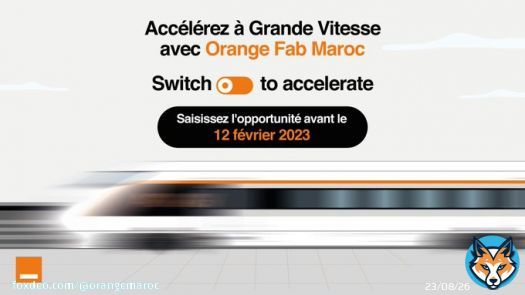 Appel &agrave; candidature: startups matures B&eacute;n&eacute;ficiez de grands fonds d&rsquo;investissement, de mentorat, et plein d'opportunit&eacute;s au c&ocirc;t&eacute; d&rsquo;Orange Maroc. Saisissez l&rsquo;opportunit&eacute; et rejoignez nottre programme d&rsquo;acc&eacute;l&eacute;ration d'Orange Fab avant le 12/02/2023 sur  :