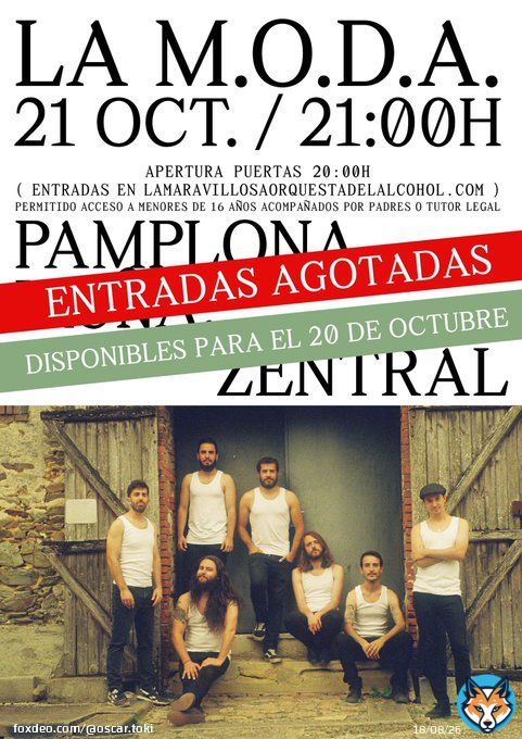 Vendo 2 entradas del concierto del viernes, 21 de octubre, en #Pamplona (Mismo precio, por no poder asistir) @estoesLaMODA #LaMODA