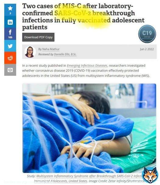 Mandated products failing to protect against rare MIS-C in children.  Preloading with ill-advised genetic code for Spike may make risks worse since CDC says 75% of kids have already been through the illness and recovered.  MIS-C means ICU, ventilatorfor some, and death.  Avoid.