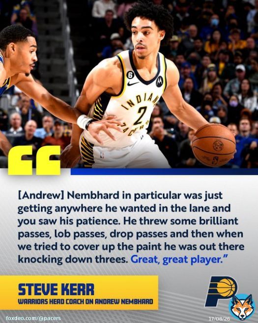 respect from Warriors head coach Steve Kerr for @AndrewNembhard after last night's game.