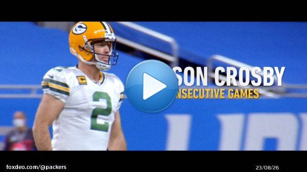 A #Packers record many thought would never be broken.   256 consecutive games. Congratulations, @crosbykicks2    Narrated by @AaronRodgers12