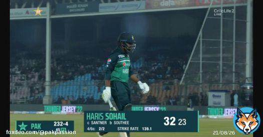 End of an excellent innings by Haris Sohail but Pakistan looking good to go one-up in the 3-match series - Pakistan need 10 runs in 19 balls #PAKvNZ