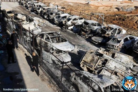 New photos show the extent of the destruction as a result of #Israeli settler attacks in #Huwwara, south of #Nablus, last night. #IsraeliCrimes  #IsraeliApartheid