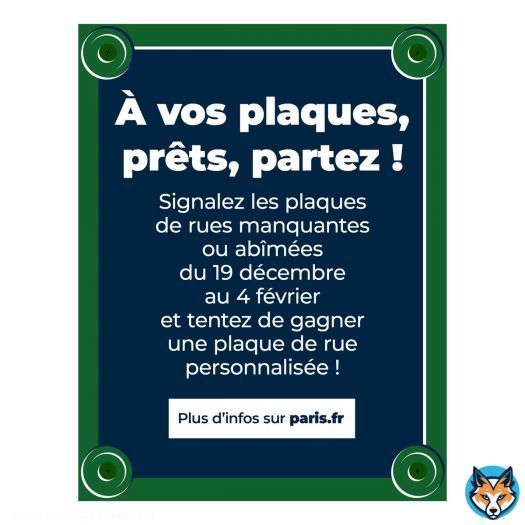 L’application DansMaRue lance son premier concours et vous invite à signaler les plaques de rues manquantes ou abimées dans l’espace public ! Jusqu’au 4 février, chaque signalement de ce type d’anomalie vous permet de participer et de vous rapprocherdu lot mis en jeu ! 