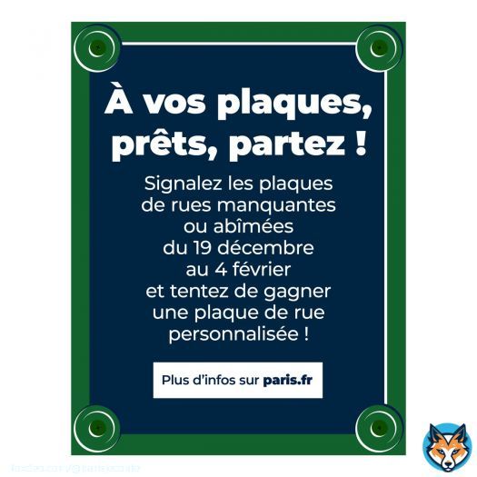 L’application DansMaRue lance son premier concours et vous invite à signaler les plaques de rues manquantes ou abimées dans l’espace public ! Jusqu’au 4 février, chaque signalement de ce type d’anomalie vous permet de participer et de vous rapprocherdu lot mis en jeu ! 
