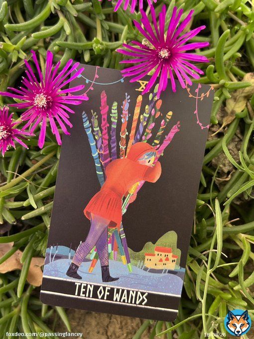 #Tarot today: 10 of Wands. There&rsquo;s a lot of things going on at once. If you&rsquo;re feeling overwhelmed, reach out for help. If it&rsquo;s someone else who is struggling, offer them a hand. Such kindness has a profound impact. It&rsquo;s much easier to overcome the obstacles together. #dailytarot