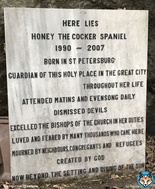 In 1990, following collapse of Soviet Union, many poor Russians arrived in #İstanbul to sell their belongings in #Sirkeci. Amongst the items for sale where some pedigree cocker spaniel puppies. One of them, born in St Petersburg, lived long & happy life & has a fine memorial.