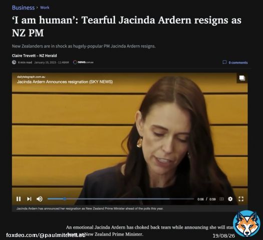Awesome news.   Jacinda Ardern was a horror show. Now it's Trudeau's turn to go!  And then, all the the jab authoritarians who coerced and discriminated to force compliance on their people should be held fully accountable for their misdeeds.  No amnenesty.