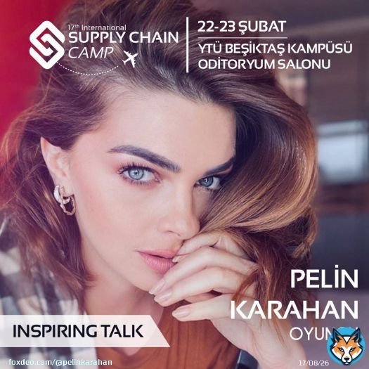 Oyuncu ve sunucu Pelin Karahan 22-23 Şubat'ta YTÜ Oditoryum Salonu'nda gerçekleşecek 17th International Supply Chain Camp etkinliğinde Inspiring Talk için bizlerle İlham dolu bu konuşmayı ve Pelin Hanım'a merak ettiklerinizi sorma fırsatını kaçırmayıayın! @pelinkarahan