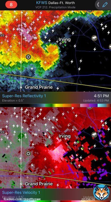 This thing looks really impressive again. Just seek shelter. Still really concerned for Dallas. No tornado warning is in effect at this point. #Dallas #wxtwitter