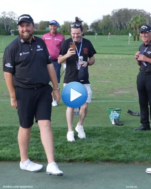 51-year-old @Padraig_H just reached 192 mph ball speed!  @ShaneLowryGolf was at a loss for words
