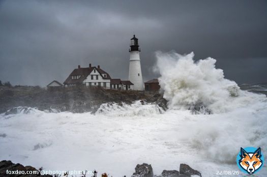 The Wave -  After reviewing my images, I determined that I captured the wave that took out the door and window at Portland Head Lighthouse. I'm not happy about it, but I am in awe of the power of nature. I believe this is a historic capture.  #mewx ##maine #winterstorm #elliott