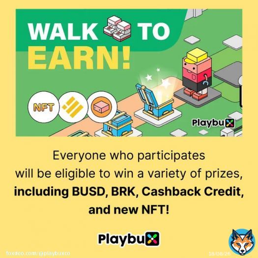 Everyone who participates will be eligible to win a variety of prizes, including BUSD, BRK, Cashback Credit, and new NFT  Let's join the Walk to Earn at   #Playbux #binance #bnbchain #PBUX #NFTs #token #Walktoearn