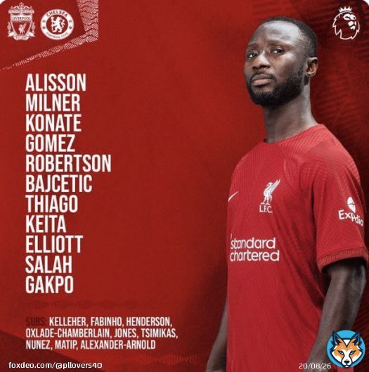 تشكيلة الليفر الرسمية لمواجهة تشيلسي #LIVCHE #PL