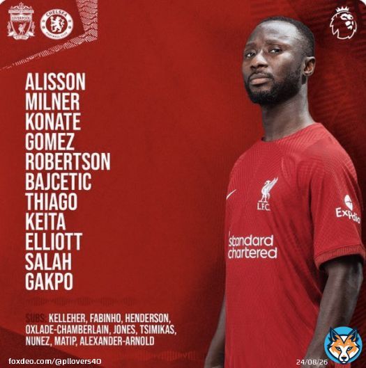 تشكيلة الليفر الرسمية لمواجهة تشيلسي #LIVCHE #PL